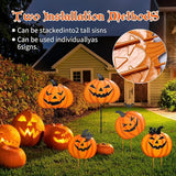 2 Pack Halloween/Thanksgiving Garden Stakes, Outdoor Party Décor Stacked Metal Pumpkins Jack-o-Lantern Lawn Decor, Yard Signs Stake Outdoor Decorative Pumpkin Home Lawn Pathway Driveway Decorations