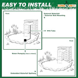 Pool Fountain Waterfall Spillway with Wider Water Flow Platform, Stainless Steel Waterfall with Pipe Connector Kits, Water Feature Spillway for Garden Decor, Patio, Ponds, 11.8"x11.8"x3.9