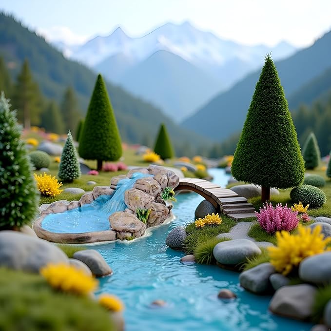 1Pc Blue DIY Mini Water Pool Fairy Garden Lawn Ornament Outdoor Miniature Statues for Mountain Dollhouse Decor Craft Garden Sculptures and Statues
