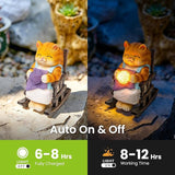 SOWSUN Miniature Cat Garden Statue Gift Outdoor Fairy Decor Figurine Lights Solar Garden Ornament, Birthday Gifts for Women Mother Mom Grandma Cat Lovers, Housewarming Porch Patio Yard Windowsill