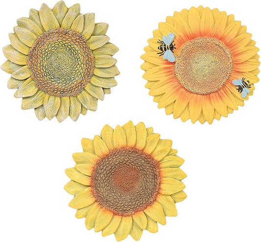 3 Pack Sunflower Cement Stepping Stone for Garden & Patio – 10 Inch Hand-Painted Outdoor/Indoor Decorative Paver, Durable & Weather-Resistant Yard Art, Vibrant Yellow Design