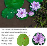 Fake Lily Pads, 10 PCS Artificial Lotus with Water Lily Pad, Realistic Water Floating Foam Lotuses Pads, Purple Artificial Floating Lotus Decor with Pad for Home Outdoor Ponds