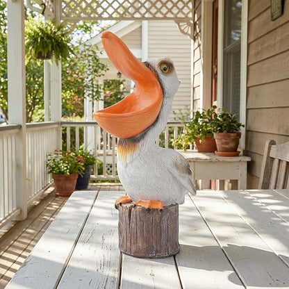 14" Toucan & Pelican Statues - Outdoor Large Bird Decor, Colorful Outdoor Bird Decor Sculpture - Bird Outdoor Animal Ornament, Tropical Tiki Bar Decor, Perfect for Garden, Patio, Yard
