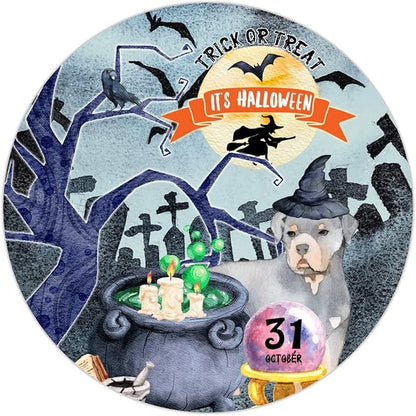 Retro Metal Sign 12"x12",Happy Halloween Scary Night Grave Witch Bats Trick Or Treat Dog Aluminum Tin Metal Sign for Home Living Room Bedroom Garden Farm Patio Decor Wall Art Poster
