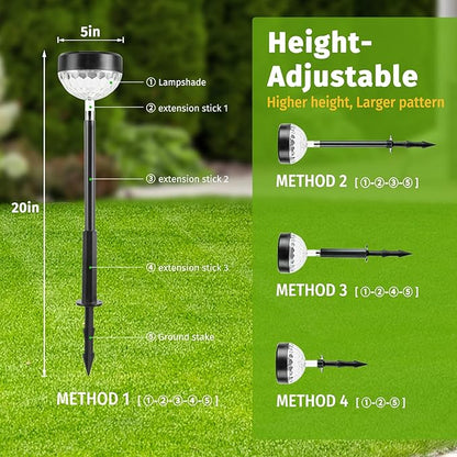 JNOEC 8Pack Solar Pathway Lights Outdoor, Color Changing+8 Fixed Color (Warm White, Cool White, Colored) Solar Lights Outdoor, Bright Solar Powered Garden Light