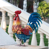 Kircust Metal Rooster Garden Ornament, Multi-Color Outdoor Yard Art Chicken Statue for Home Patio Lawn Backyard Farmhouse Kitchen
