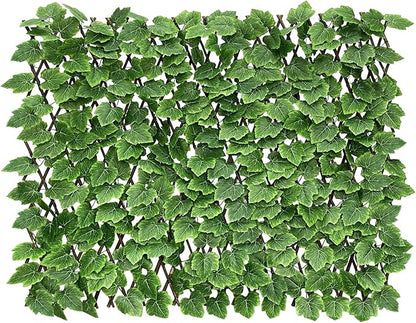 Expandable Faux Ivy Fence Privacy Screen Stretchable Artificial Hedge Single Sided for Balcony Patio Garden (1PC, Grape)…