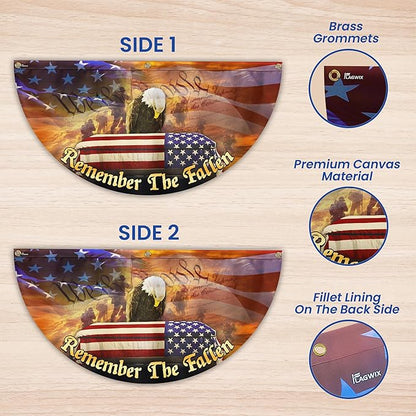 FLAGWIX American Army Veteran Flag - Non-Pleated American Fan Flag Bunting 3x6 ft - Veteran Gifts for Men Women, Patriotic 4th of July Memorial Day Decorations Outdoor for Home Garden Decor