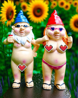 Leverse 2 PCS Garden Gnomes, 4.7 Inch Outdoor Statues, Funny Garden Gnomes Decorations for Yard, Lawn, Patio, Unique Home Decor Gifts for Woman, Man, Easter, Halloween, Christmas, Housewarming