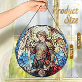 Stained Glass Suncatcher, Archangel Michael Sun Catcher Ornament; Stained Glass Window Hanging, Warrior Angel Window Decor, Spiritual Protection Decor, Christmas Ornament; Christian Religious Gifts