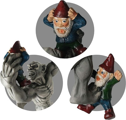 Great Gargoyle Gnome Massacre Fence Hanger - Polyresin Outdoor Wall Décor - Detailed Hanging Statue – Gnome with Gothic Climbing Grotesque Gargoyle for Patio, Porch, Fence, Garden