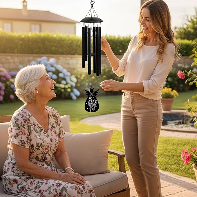 Wind Chimes for Mom - Birthday Gift from Daughter or Son, Perfect for Mother's Day, Christmas, Valentine's, Thanksgiving | Soothing Wind Bell, Gift for Mom Who Has Everything (Angel)