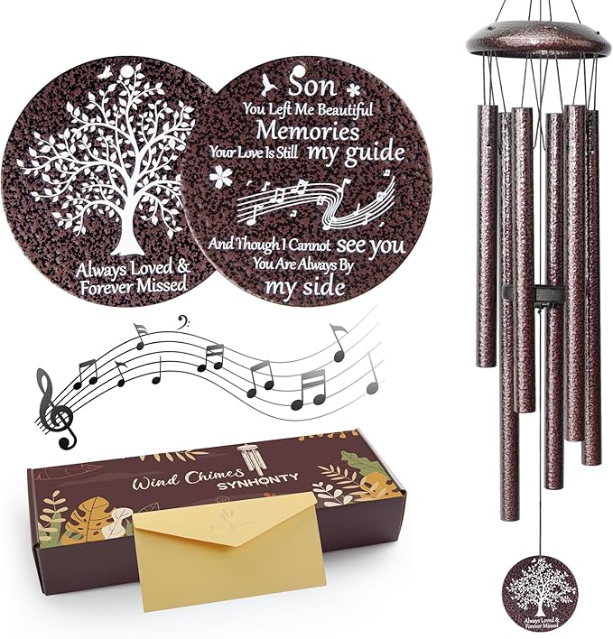 Memorial Gifts for Loss of Son, 25'' Memorial Wind Chimes for Loss of Son, Sympathy Gifts Bereavement/Condolence/Remembrance Gifts