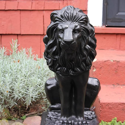 EMSCO Group Guardian Lion Statue, Black Polyethylene, Outdoor Garden Decor