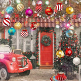 Rtteri 30 Pcs Large Christmas Ball Shape Ornaments for Outdoor 4.9 Inch Double Sided Plastic Christmas Hanging Ornaments Balls for Xmas Tree Indoor Outdoor House Porch Yard Supplies