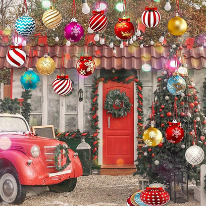 Rtteri 30 Pcs Large Christmas Ball Shape Ornaments for Outdoor 4.9 Inch Double Sided Plastic Christmas Hanging Ornaments Balls for Xmas Tree Indoor Outdoor House Porch Yard Supplies