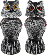 Hausse 2 Pack Fake Owl Decoy Bird Scarecrow Sculpture, 11.2 inch Wagging Head Plastic Owl Scare Birds Away, Owls Statue Nature Enemy Horned Pest Repellent for Outdoor Garden Yard