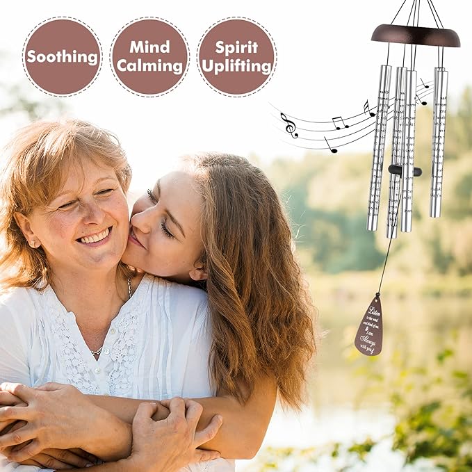 Sympathy Gift Wind Chimes for Outside - Memorial Wind Chimes for Loss of Loved One Mother Father, Memorial Gifts in Memory of Loved One, Breavement Gifts for Condolence Remembrance, Bronze