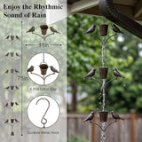 Metal Rain Chain Decoration 6.3FT., Rain Catcher Metal Chain Gutter Downspout 76'' for House Eaves, Garden & Home, Birds & Buckets Shape Rain Chains