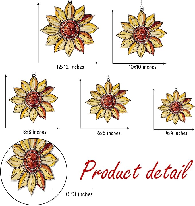 Radiant Sunflower Flower Acrylic Suncatcher, Flower Suncatchers for Window Hangings, Stained Glass Effect Garden Decor, Gift for Mother's Day, Mom, Grandma, Wife, Women