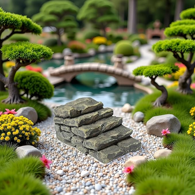 Miniature Resin Bridge, Straight Stairs, Stone Steps, Garden Fairy Ornament, Flower Pot, Plant, Micro Landscaping Decor, Bonsai Craft, Outdoor Statues, Outdoor Decor
