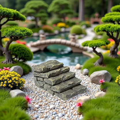 Miniature Resin Bridge, Straight Stairs, Stone Steps, Garden Fairy Ornament, Flower Pot, Plant, Micro Landscaping Decor, Bonsai Craft, Outdoor Statues, Outdoor Decor