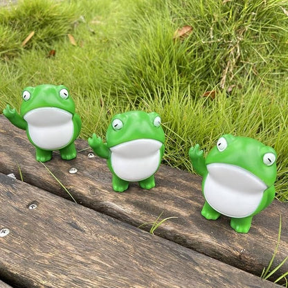 Jxueych Rebellious Frog Figurine, Tall 3.3 Inch, Cute Mini Frog for Fairy Garden Decor, Outdoor Table Decoration