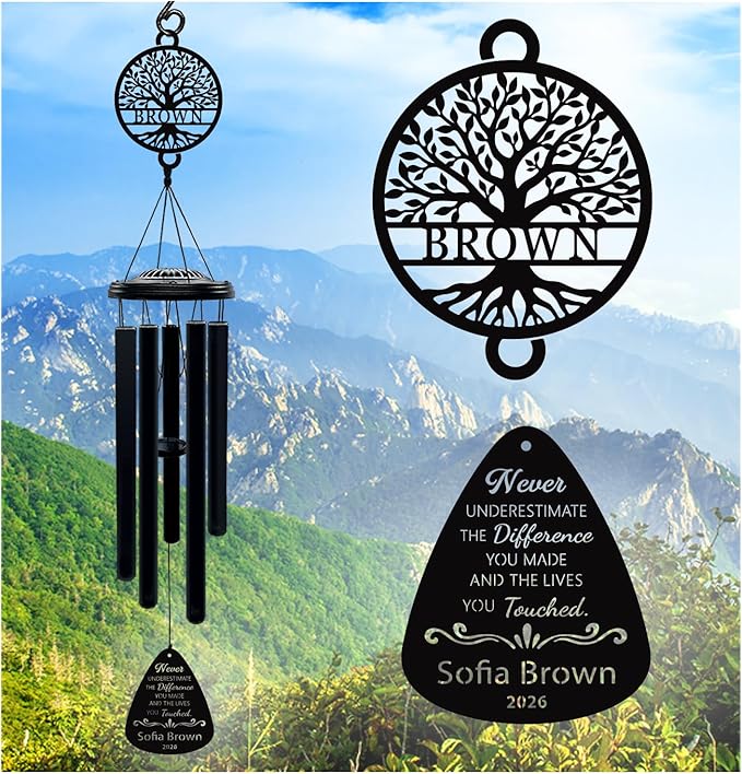 Personalized Retirement Wind Chimes Gift for Women and Men Happy Retirement Gifts for Coworker Boss Teacher Nurse Unique Outdoor Retirement Decorations(Retirement 2)
