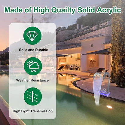 LONGRUN Waterfall Spillway Acrylic S-Shaped Pool Fountain with Color Changing LED Light, Pond Waterfalls Outdoor Water Spillway Fountains Kit for Garden Patio Swimming Pool Decoration-12.6" Height