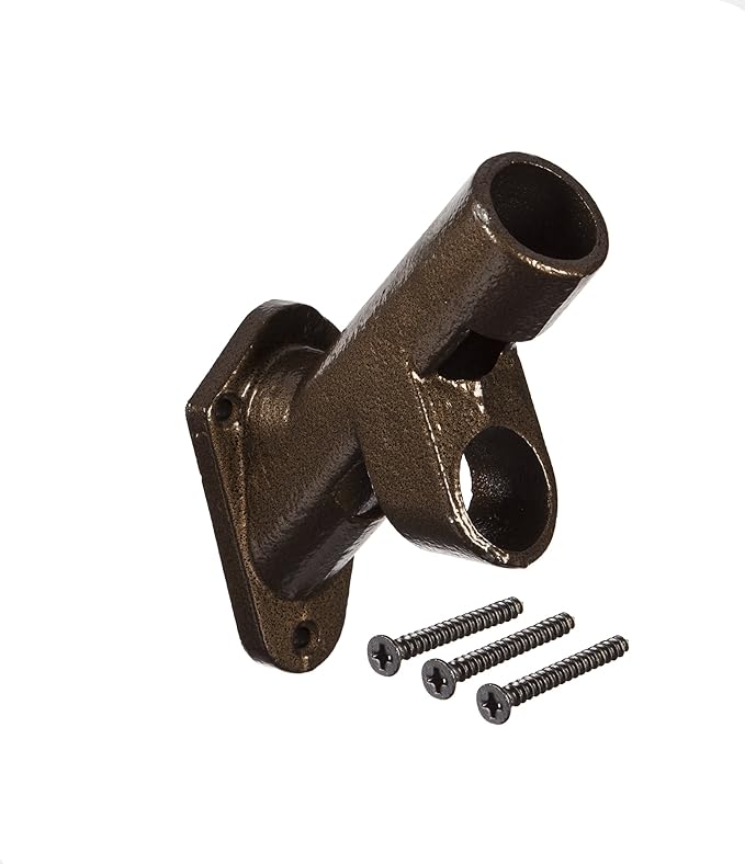 Evergreen Flag Bracket Two-Position 45 and 90 Degree | Cast Iron | Bronze| Hardware Incl | Outdoor Home | Residential or Commercial | Pole - Not Included