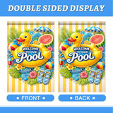 BlissYard Welcome To Our Pool Garden Flag 12x18 Double Sided Vertical Outdoor Decor Rubber Duck Summer Poolside Yard Garden Lawn Banner Bright Seasonal Display