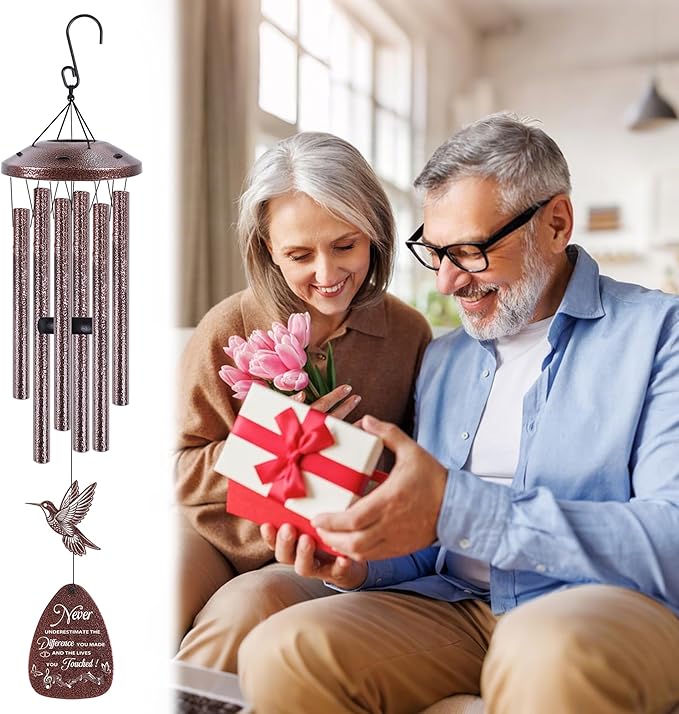 Retirement Wind Chime for Men Women: Thoughtful Retirement/Going Away Gift for Friends Coworker Boss Teacher, Metal Hummingbird Yard Art, Home Garden Patio Decor