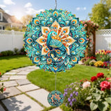 Wind Spinners Outdoor Peacock, 12 inch Laser Cut Metal Art Geometric Pattern Wind Spinners Hanging Kinetic for Yard, Garden, Patio, Outdoor - Craft Decor Birthday Gifts for Women, Men, Mom