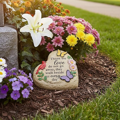 Memorial Garden Stone Cardinal Sympathy Gifts with Butterfly Flowers, in Memory of Loved One Gifts for Mother Father Cemetery Decorations for Grave Waterproof 6 inch