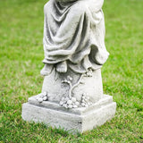 glitzhome GH50526 Angel with a Bird Bath Garden Decor Statue, 31 Inch, Antique Beige