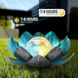 Lotus Solar Lights Outdoor,Solar LED Powered Garden Light Waterproof for Decor Tabletop Ground Yard Patio Walkway Landscape,Metal Glass LED Lotus Flower Lights