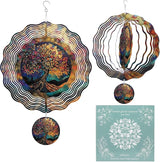 Tree of Life Wind Spinners, Birthday Gifts for Women Mom Grandma Wife, 12 inch 3D Stainless Steel Hanging Wind Spinners Outdoor Decor for Garden Patio Yard Lawn Balcony Outside Decorations