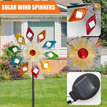 Solar 45" Sunglasses Wind Spinners for Yard and Garden, Metal Clearance Windmill Kinetic Wind Spinner Outdoor Decor, Wind Sculpture Yard Art Decorations for Patio & Lawn