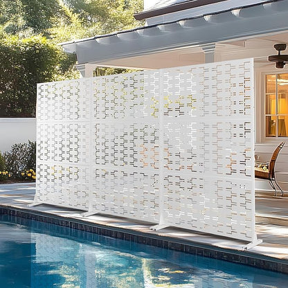 72" H×47" W Metal Privacy Screen Outdoor Privacy Screen Freestanding, Outdoor Privacy Screens and Panels for Patio Lawn Deck(Consists of 3 Panels)