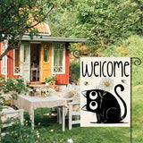 AVOIN colorlife Black Cat Spring Summer Garden Flag 12x18 Inch Double Sided Outside, Seasonal Daisy Welcome Yard Outdoor Flag