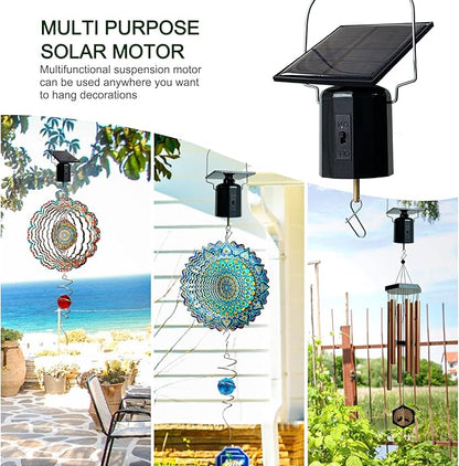 Solar Wind Spinner Motor - Revolving Solar Energy Operated Motor Rotating for Garden Spinners, Windchimes, Suncatchers, Outdoor Hanging Display Motor for Lawn Patio Decor Yard Art Decoration
