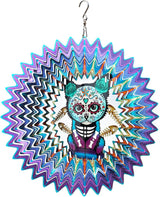 FONMY Sugar Skull Wind Spinner Cat 12inch 3D Stainless Steel Wind Sculpture Worth Gift Christmas Decor.Hanging Mandala Kitten Skull Wind Spinners Metal Yard Art Garden Decoration Indoor/Outdoor Décor