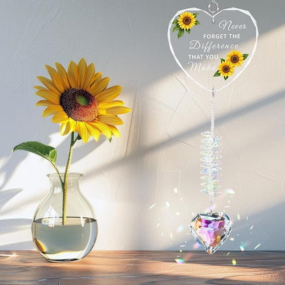 Crystal Suncatcher Thank You Gift – Never Forget The Difference You Make Ornament for Women, Appreciation Gifts for Coworkers, Teachers, Bosses, Nurses, Friends, Meaningful Keepsake