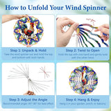 Wazzio Chicken Wind Spinners Outdoor, Chicken Gifts for Women Men Mom Dad, Hanging Wind Sculptures Spinners for Christmas, 12 inch Outdoor Indoor Hanging Ornament for Garden Porch Backyard Lawn