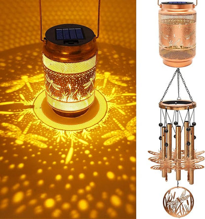Dragonfly Solar Wind Chimes for Outside, Gifts for Mothers Day Mom Women Grandma Birthday Memorial Teacher, 32" Windchimes Outdoor Decor Hanging Solar Lantern for Garden Porch Patio Backyard