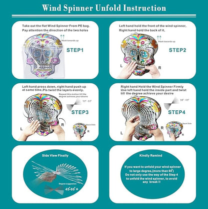 Fonmy Kinetic 3D Metal Garden Wind Spinner Quality Hanging Ornament for Home and Garden 12inch Mandala Daisy Sugar Skull Wind Spinners