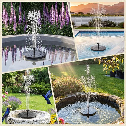 AISITIN Solar Fountain for Bird Bath, Solar Water Fountain Pump with 6 Nozzles, Solar Powered Fountain for Garden, Pond, Pool, Fish Tank and Outdoor Decor