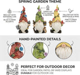 GoGnome 3-Pack Spring Garden Gnome Figurines, 6.5" Resin Decorative Gnomes with Lantern, Birdhouse & Watering Can, Indoor Outdoor Tabletop Home Yard Lawn Decor (Multicolor)