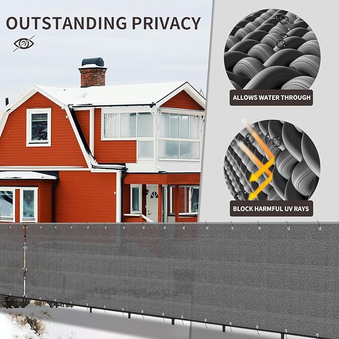 LOVE STORY Custom Size 2'6''x38' Dark Grey Balcony Privacy Screen,UV Block Privacy Fence Screen,90% Shield for Outdoor Pool Garden Apartment Railing