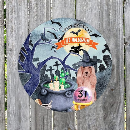Retro Metal Sign 12"x12",Happy Halloween Scary Night Grave Witch Bats Trick Or Treat Dog Aluminum Tin Metal Sign for Home Living Room Bedroom Garden Farm Patio Decor Wall Art Poster